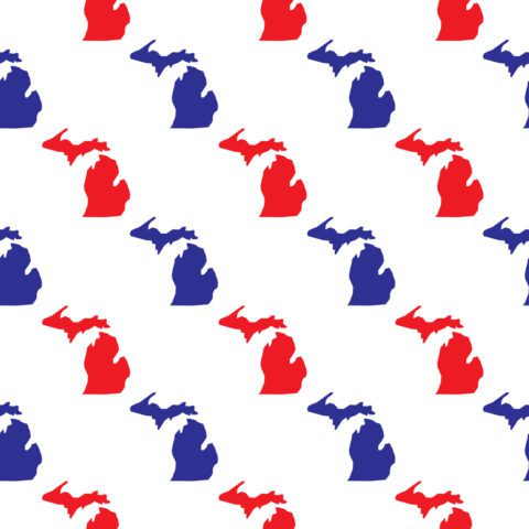 Blue And Red Michigan Seamless Pattern