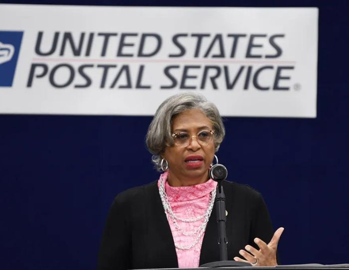 U.S. Rep. Brenda Lawrence gives remarks during a name changing ceremony at the U.S. Postal Service's Fox Creek station,