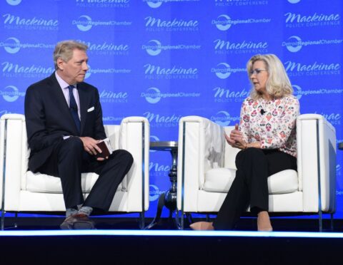 Mackinac Policy Conference 2023 Liz Cheney and Devin Scillian